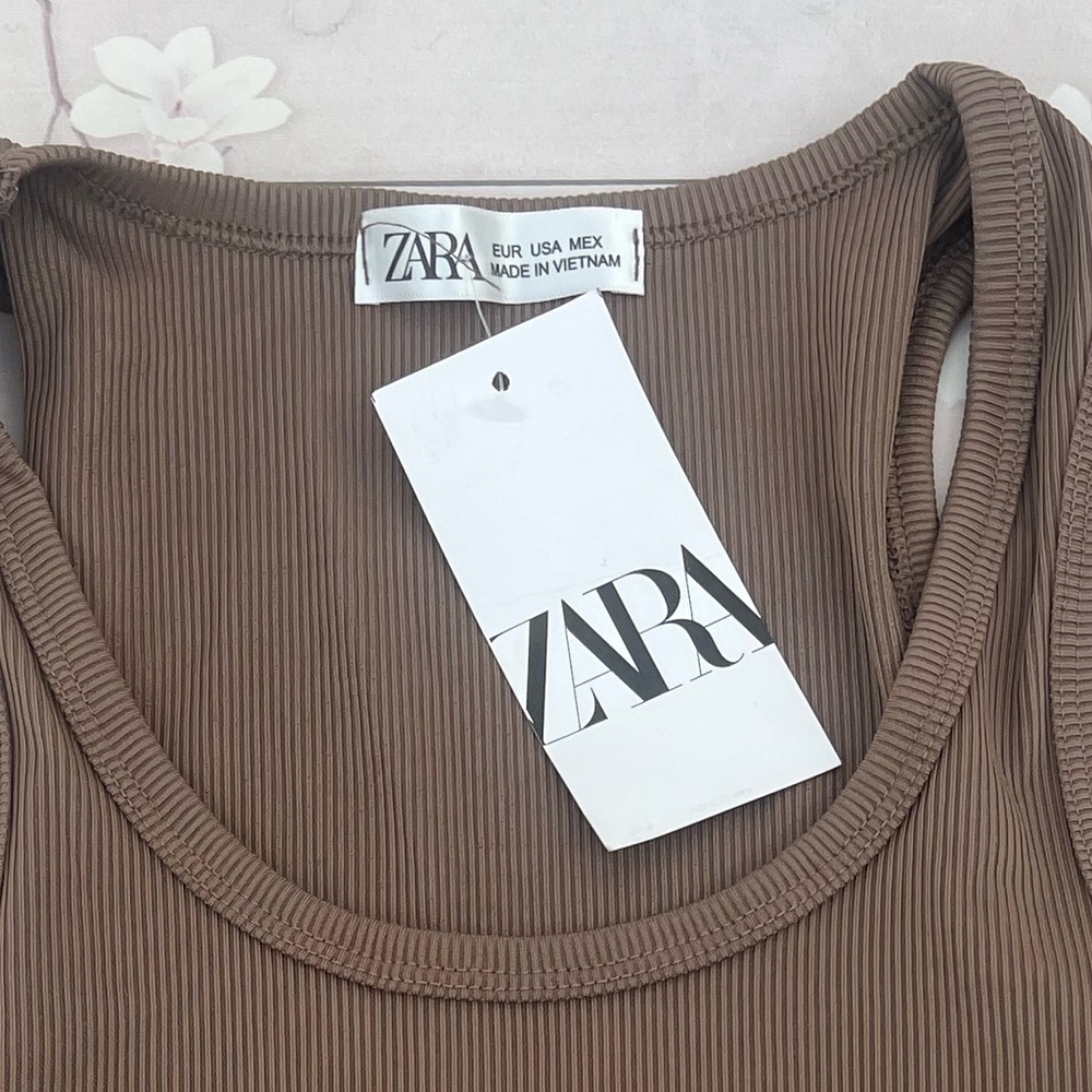 Zara Tan Ribbed Tank Top - Picture 5 of 5